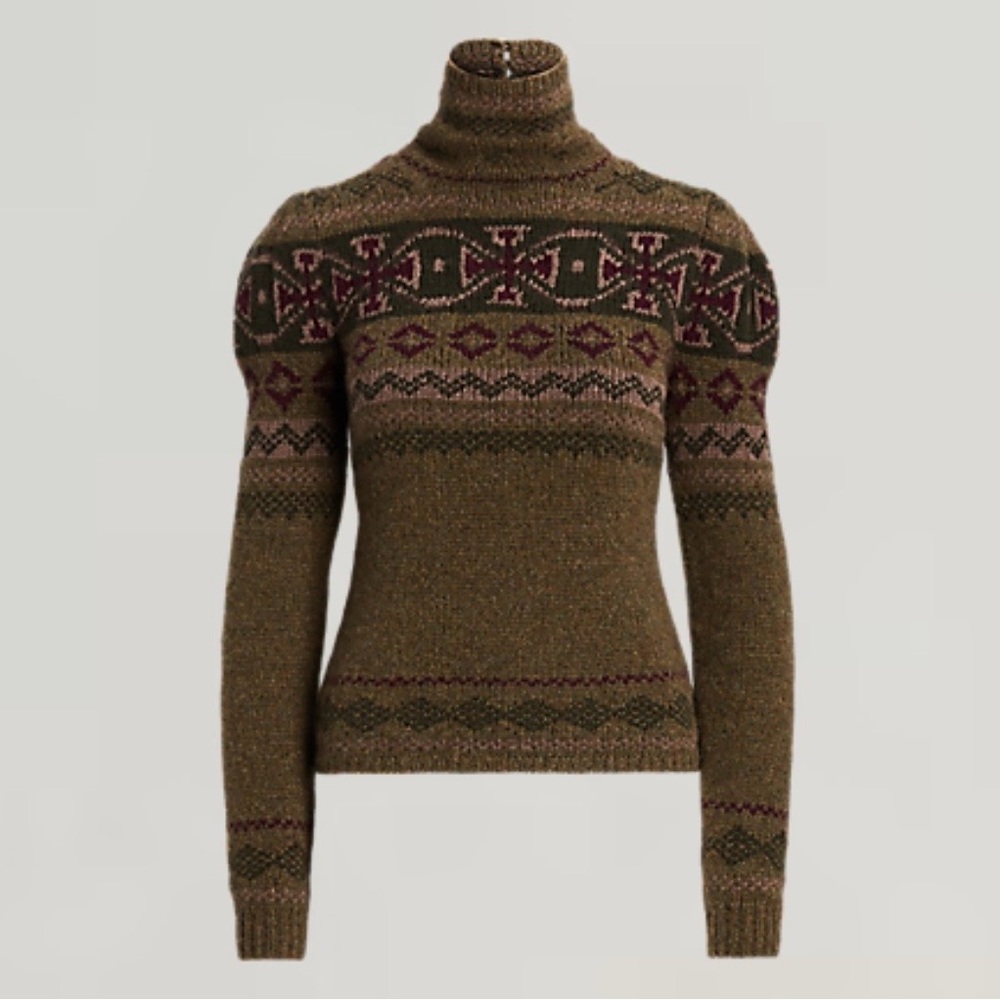 Intarsia-Knit Mockneck Jumper